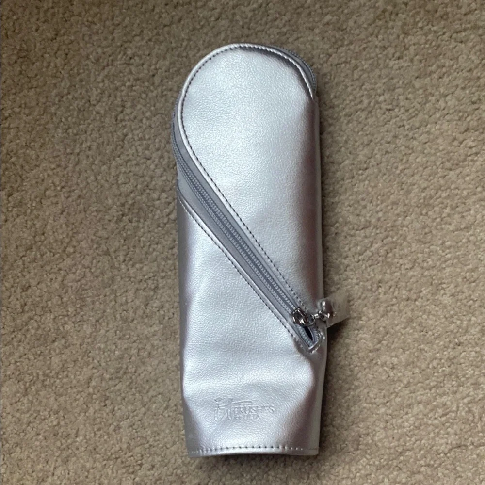 Versace Metallic Silver Zippered Pouch